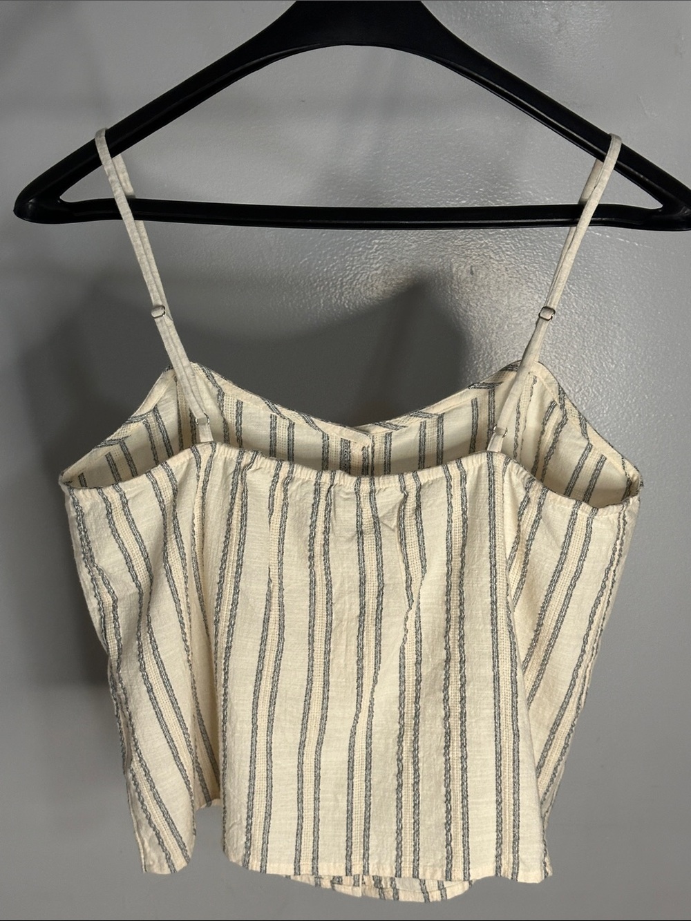Striped Cream Button-Front Spaghetti Strap Top - Picture 2 of 4